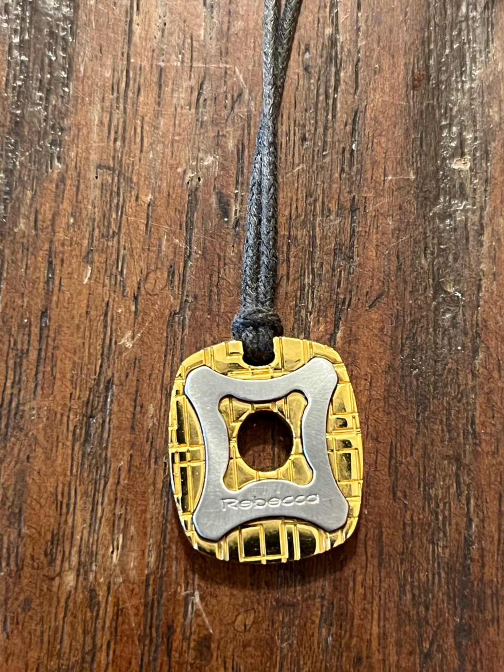 Rebecca Gioielli Italy Two-Tone Gold Steel Geometric Cord Unisex Pendant Neckla
